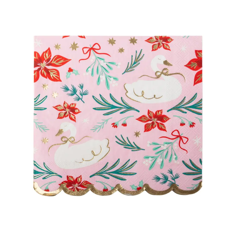 Swan Print Large Pink Napkins (20)